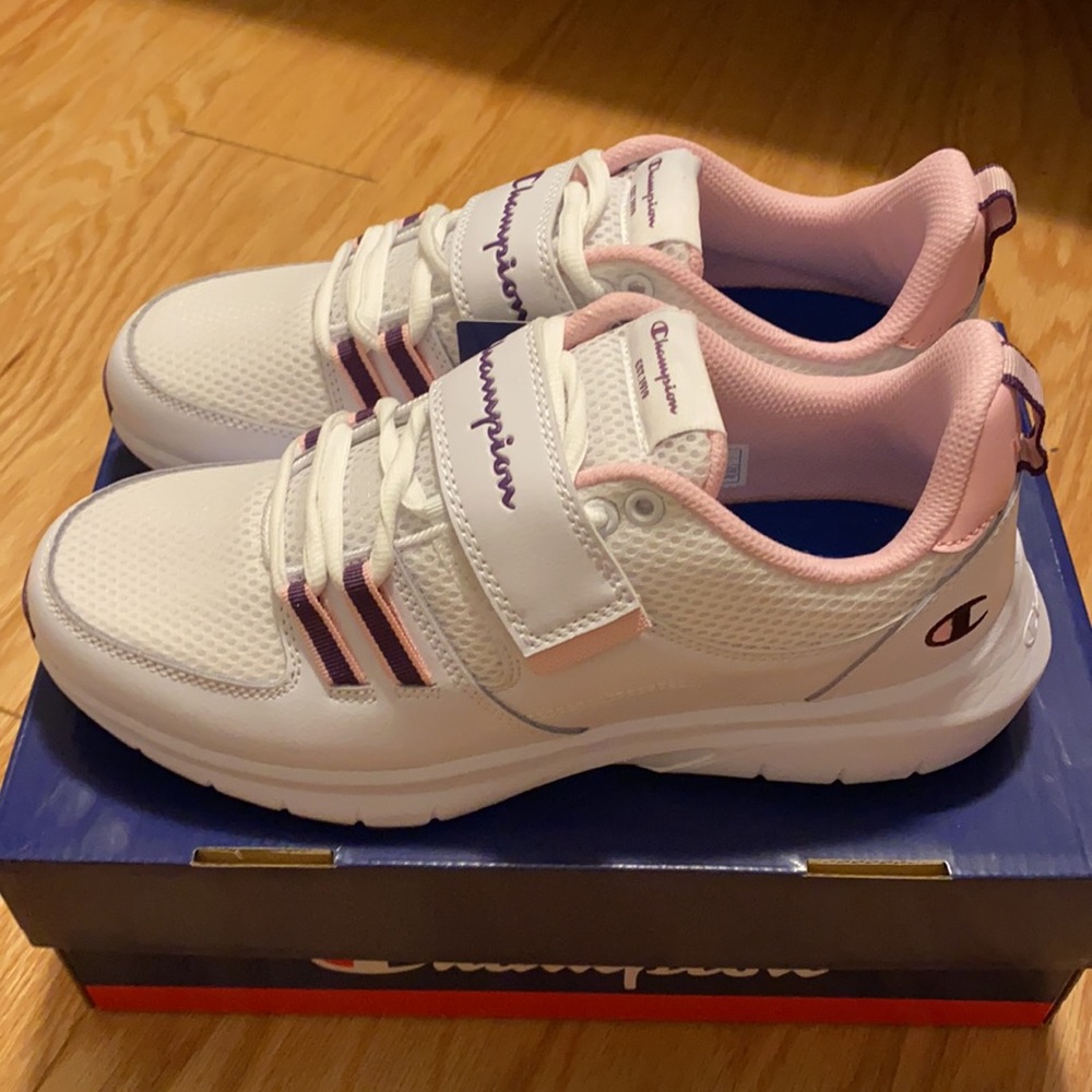 NWT-Champion® Motive Kids' Sneakers-Size:7, White/Pink.